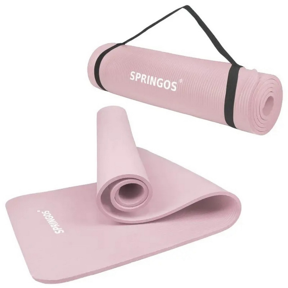 Килимок (мат) для йоги та фітнесу Springos YG0040 Pink, NBR 1.5 см 