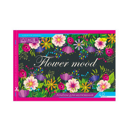 Альбом для малювання "Flower mood" Апельсин АП-0305-4, 40 аркушів, скоба з перфорацією