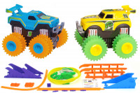 Машинки на бат. Trix Trux набор 2 машинки с трассой (синий+желтый) JLT-AS332BY