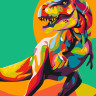 Картина за номерами "Райдужний тиранозавр" Brushme GX35668 40х50 см 