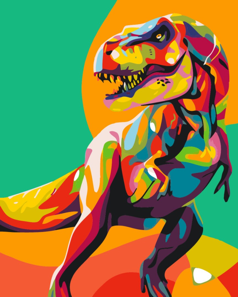 Картина за номерами "Райдужний тиранозавр" Brushme GX35668 40х50 см по цене 240 грн.
