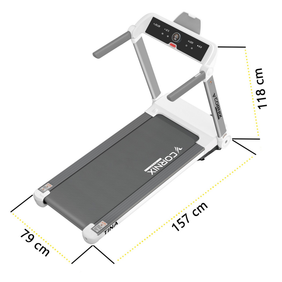 Тренажер бігова доріжка Tina Cornix TM-TINA 46 x 126 см, White/Grey 