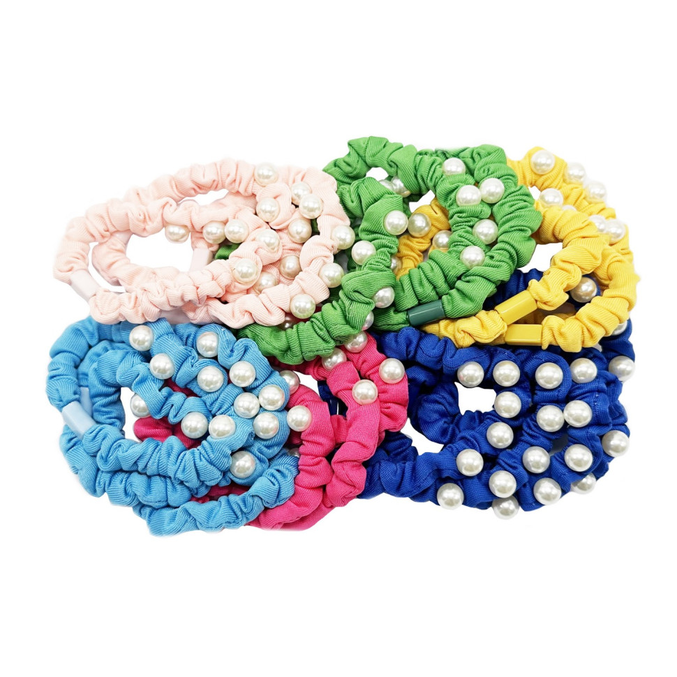 Набор резинок для волос La-beauty 0303-1078 разноцветные, 18 штук, с бусиной