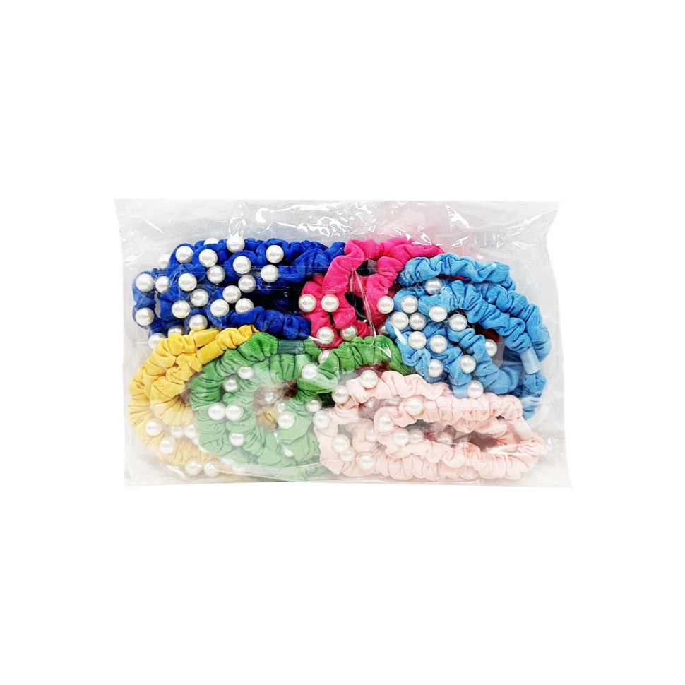 Набор резинок для волос La-beauty 0303-1078 разноцветные, 18 штук, с бусиной