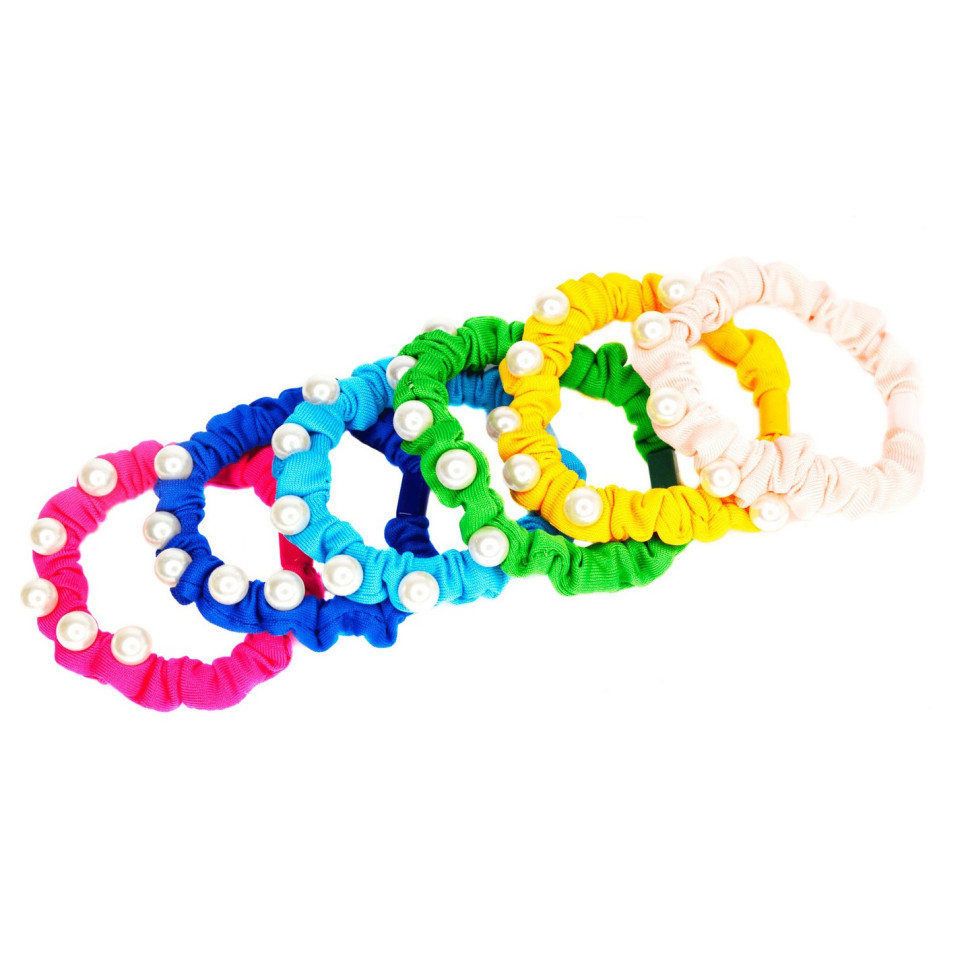 Набор резинок для волос La-beauty 0303-1078 разноцветные, 18 штук, с бусиной