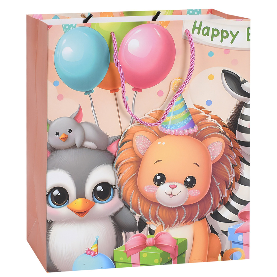 Пакет подарочный Happy Birthday Львенок Bambi MK 5949-M-2 размер 32х26х10 см