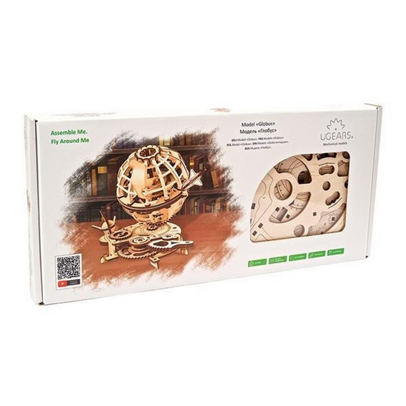 Дерев'яний механічний 3D конструктор Глобус Ugears 70128 184 деталі