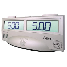 Шаховий годинник електронний "Silver" Shachqueen E410, 12 вбудованих режимів контролю часу