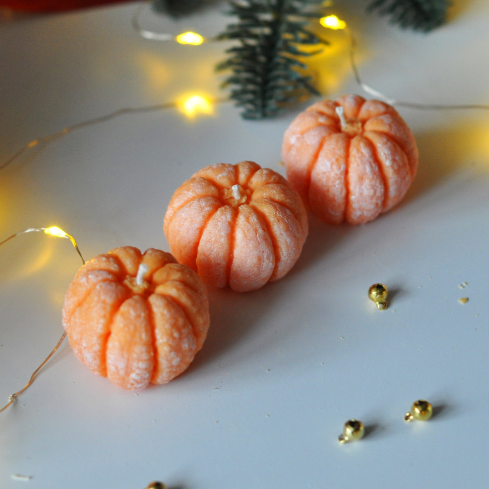 Новорічний набір свічок з соєвого воску «Мандарин» SP2474 ручної роботи 3 шт