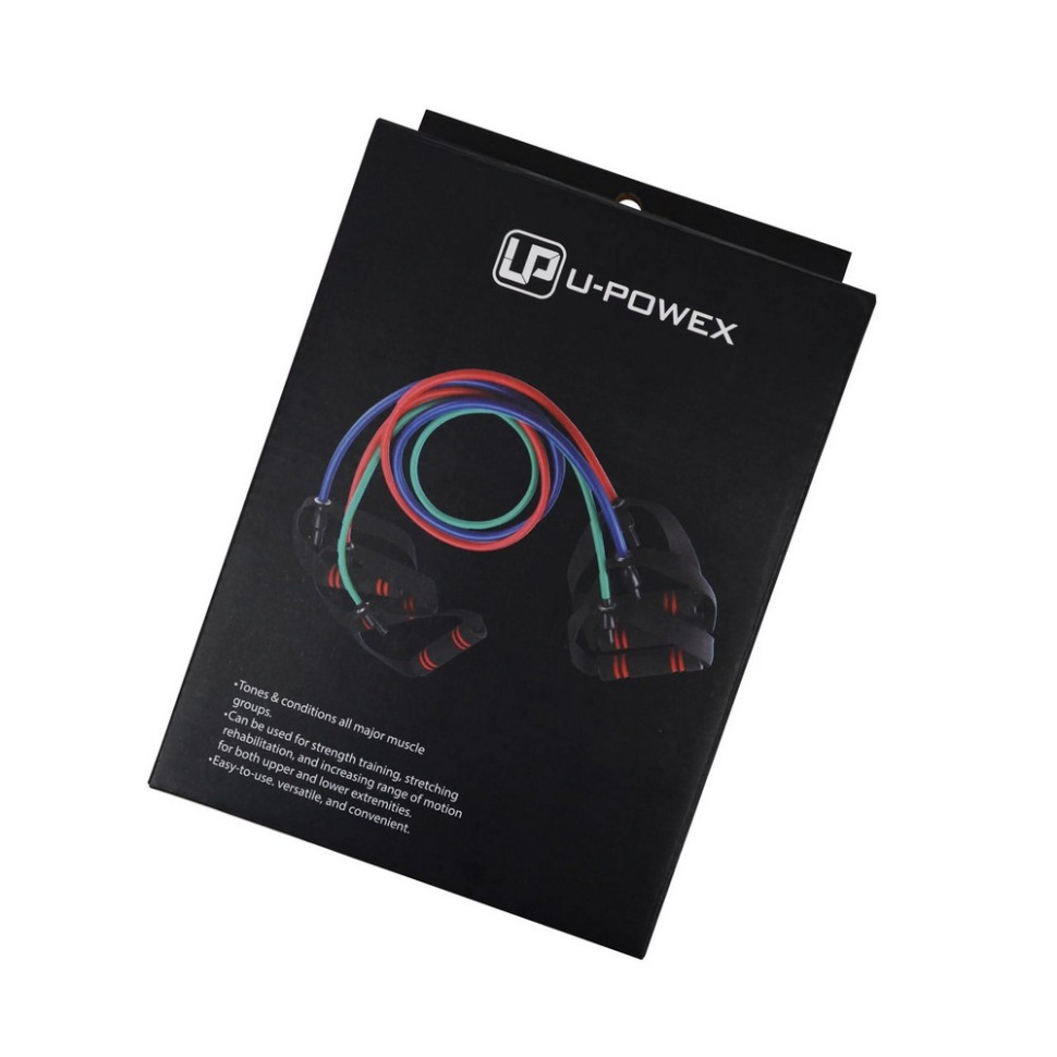 Трубчатый эспандер для фитнеса с ручками Latex resistance tube U-POWEX UP_1001_20LB_Green 9 кг