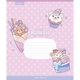 Зошит учнівський "Just be Kawaii" Школярик 012-3408K-2 в клітинку, 12 аркушів