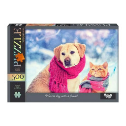 Пазл классический "Winter day with a friend" Danko Toys С500-14-08, 500 элементов