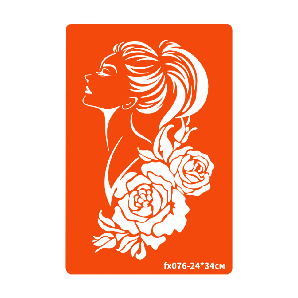 Трафарет для біо-тату Троянди та жінка Fresh Tattoo fx076-24*34см, розмір 24х34см