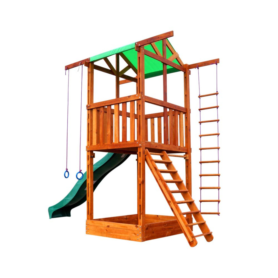 Игровая детская площадка SportBaby Babyland-1 кольца и горка 3 метра
