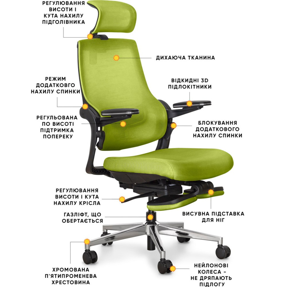 Офісне крісло Vacanza Air KZ Mealux Y-565 KZ, Green
