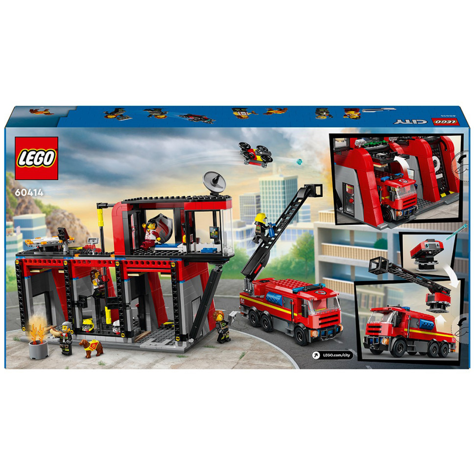 Конструктор Lego City Пожежне депо з пожежною машиною 60414, 843 деталі