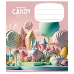Тетрадь ученическая "Candy world" Школярик 012-3266K-4 в клетку, 12 листов