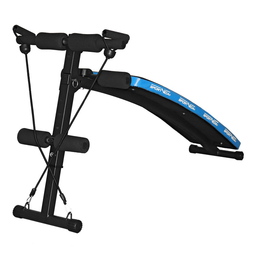 Скамья для пресса SportVida SV-HK0284 изогнута с эспандерами, до 110 кг