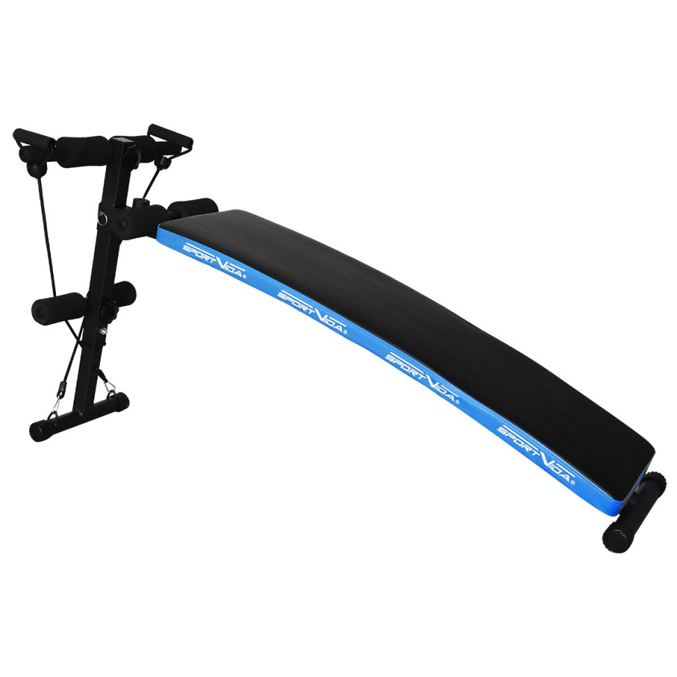 Скамья для пресса SportVida SV-HK0284 изогнута с эспандерами, до 110 кг
