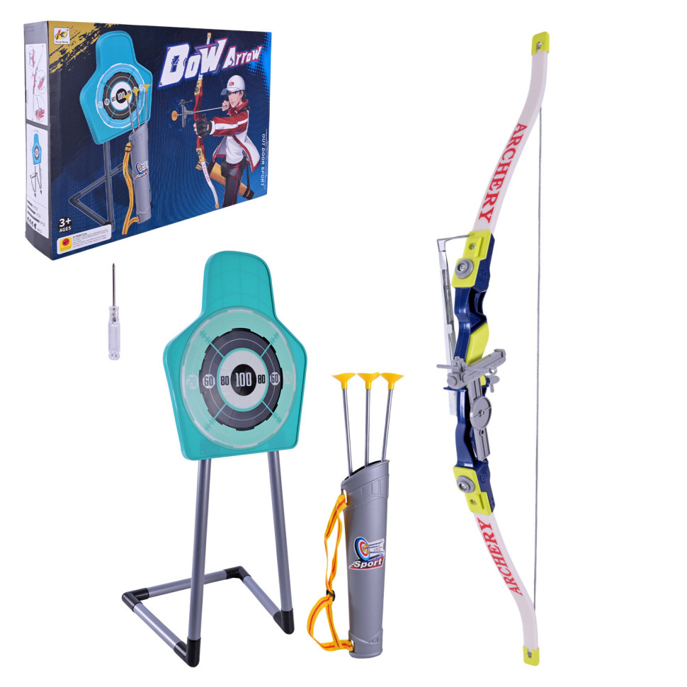 Ігровий набір Лук з мішенню Bambi 800D сагайдак, 3 стріли на присосках