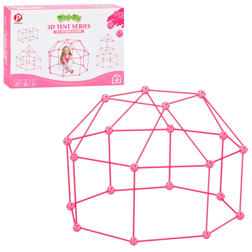 Детский конструктор-палатка 3D Tent Series Bambi 137-1(Pink) 68 деталей, каркасный