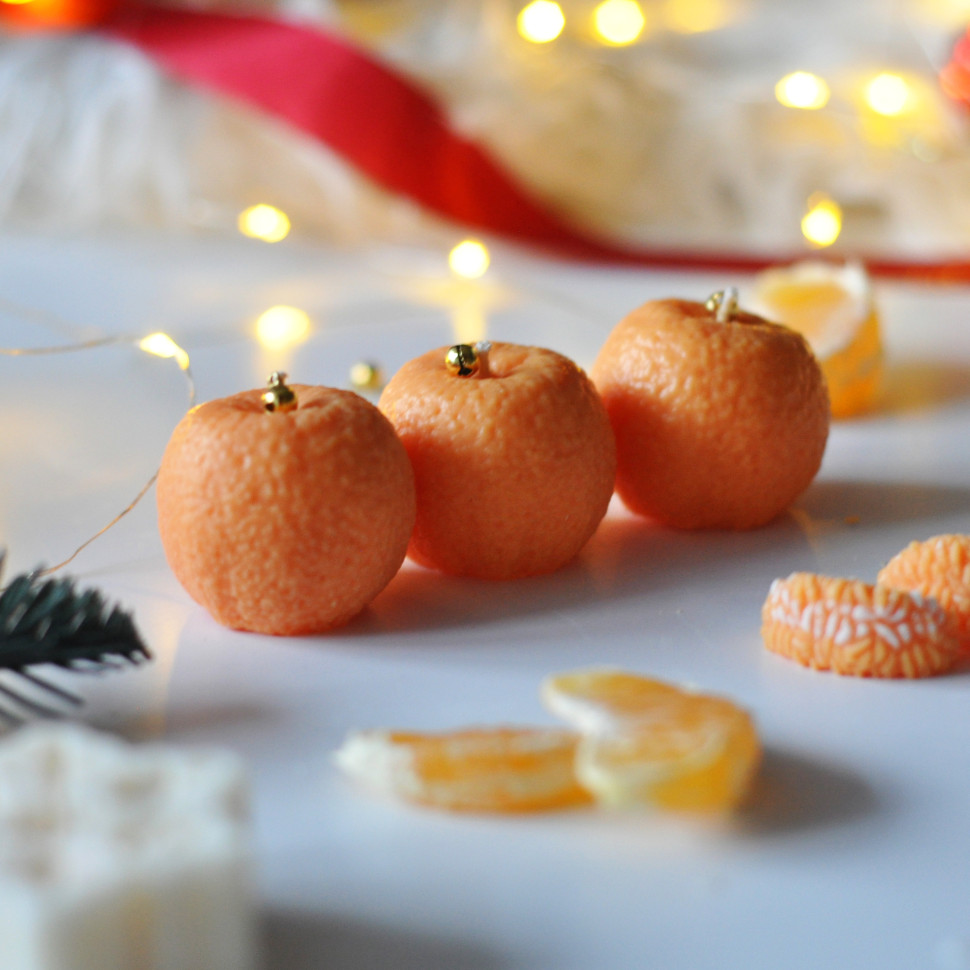 Новорічний набір свічок з соєвого воску «Мандарин» SP2475 ручної роботи 3 шт