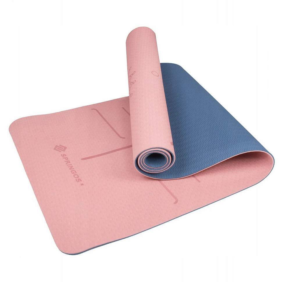 Коврик (мат) для йоги и фитнеса Springos YG0014 Pink/Blue, TPE 6 мм