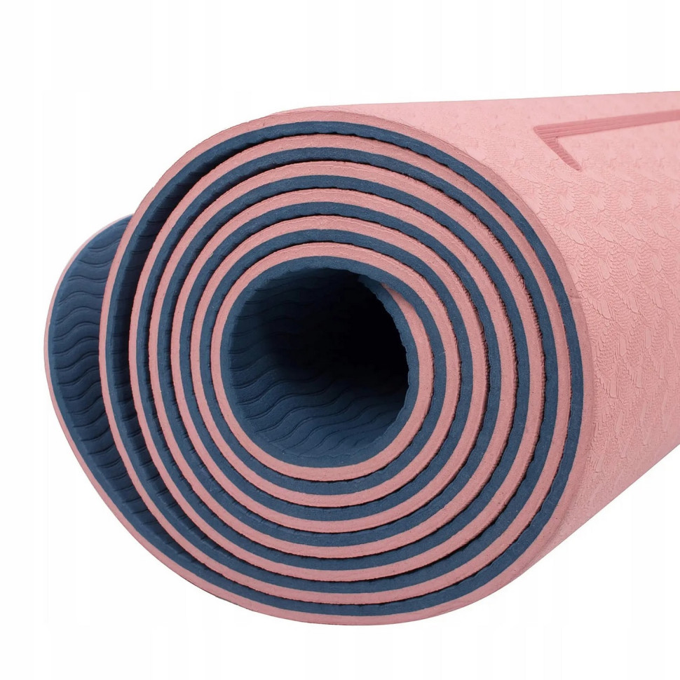 Коврик (мат) для йоги и фитнеса Springos YG0014 Pink/Blue, TPE 6 мм