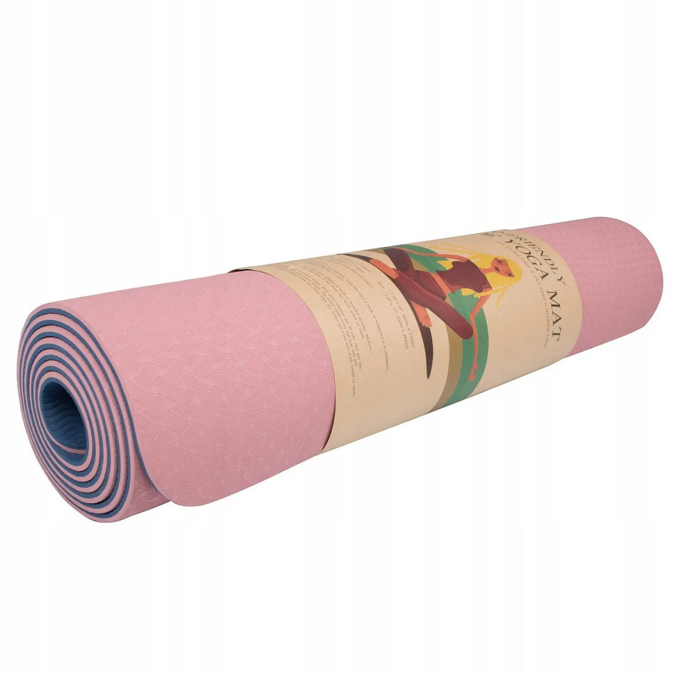 Коврик (мат) для йоги и фитнеса Springos YG0014 Pink/Blue, TPE 6 мм