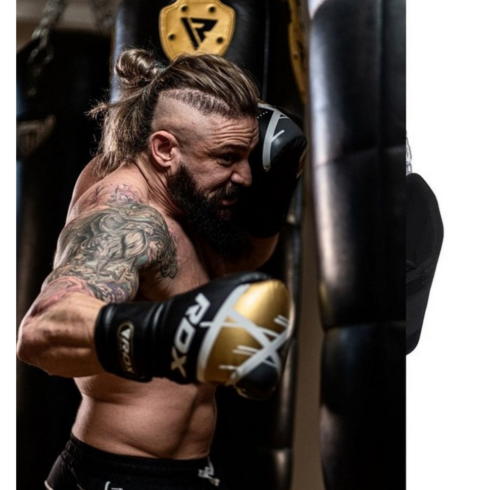 Боксерські рукавиці F7 Ego RDX Inc Limited BGR-F7BGL-16oz, Black Golden 16 унцій