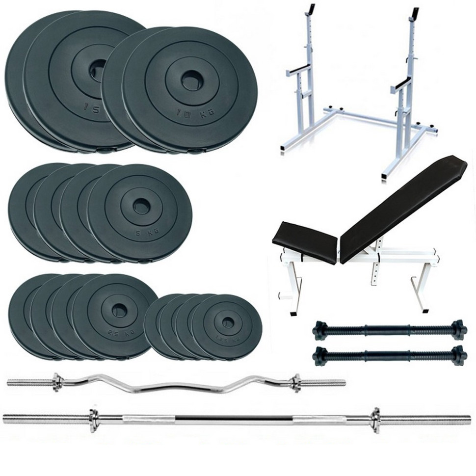 Лава + стійки з набором штанг та гантелей ProGym Set 100 Newt NE-3090-ST-100, 100 кг