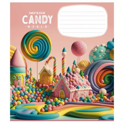 Тетрадь ученическая "Candy world" Школярик 012-3266K-5 в клетку, 12 листов