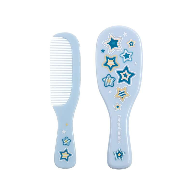 Щетка и расческа для волос Newborn Baby Canpol babies 7/406_blu мягкая натуральная щетина