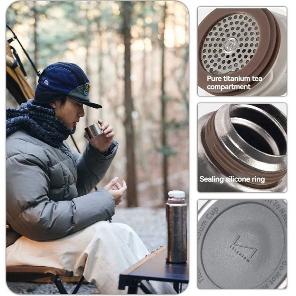 Термос титановий з чохлом CNK230CF012 Naturehike 6976507661225, 0,600 мл
