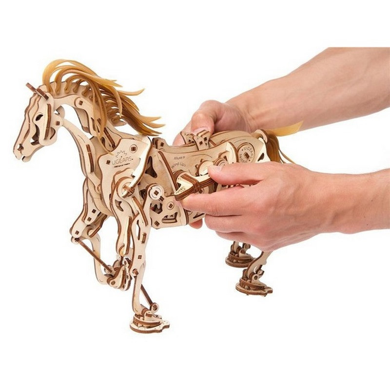 Деревянный механический 3D конструктор Конь-Механоид Ugears 70054 410 деталей