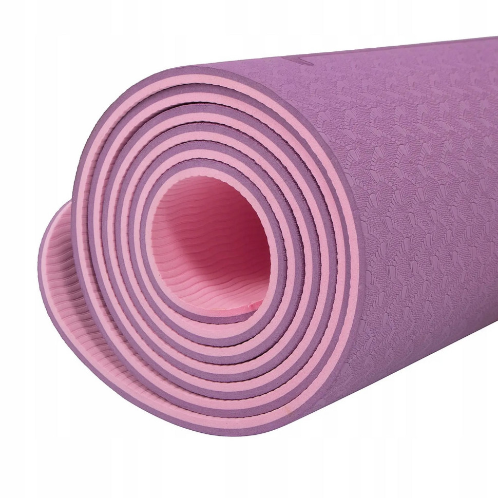 Килимок (мат) для йоги та фітнесу Springos YG0015 Purple/Pink, TPE 6 мм 