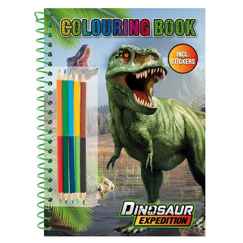 Раскраска детская Dinosaur Expedition Moxy 961029 с наклейками и карандаши