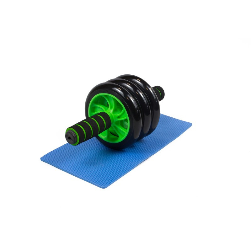 Ролик для пресу з килимком EasyFit EF-1353-GN 3 колеса, зелений, до 120 кг