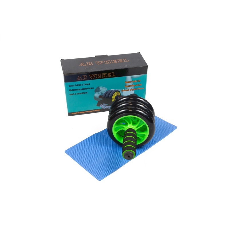 Ролик для пресу з килимком EasyFit EF-1353-GN 3 колеса, зелений, до 120 кг