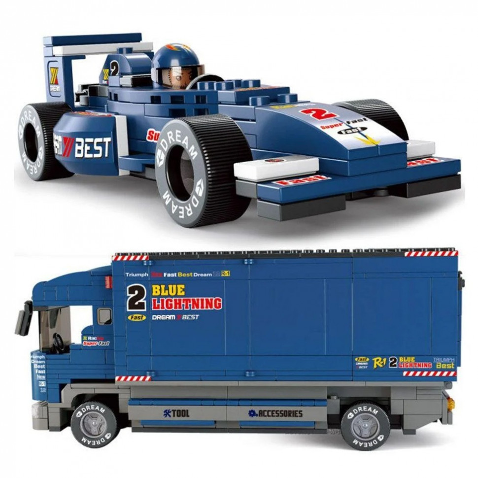 Конструктор автомобіля Bambi M38-B0357 Автоформула, транспорт, фігурки, 641 дет,
