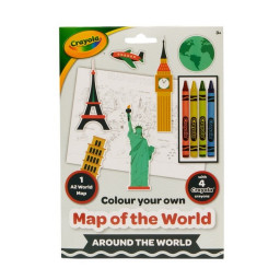 Детская раскраска "Карта мира: Вокруг Земли" Crayola 15693 с карандашами