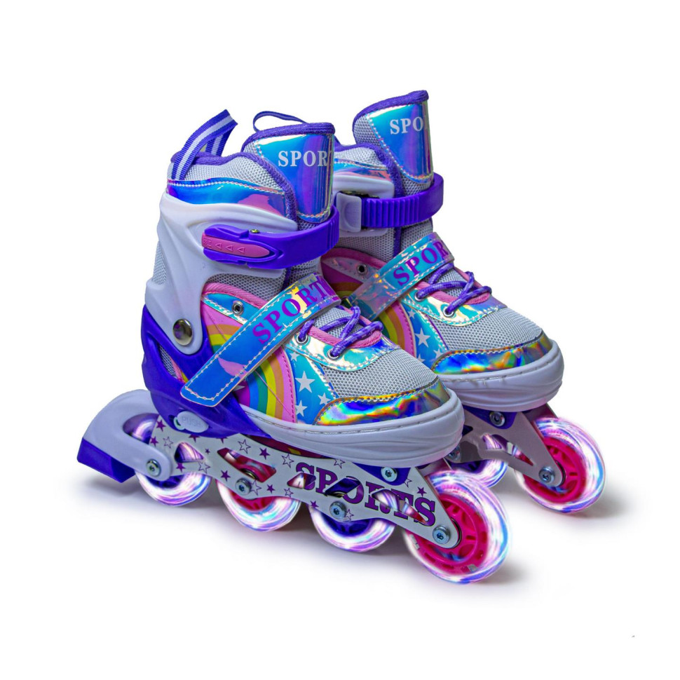 Детские раздвижные ролики Scale Sports 703664920 радужный фиолетовый, размер 34-37
