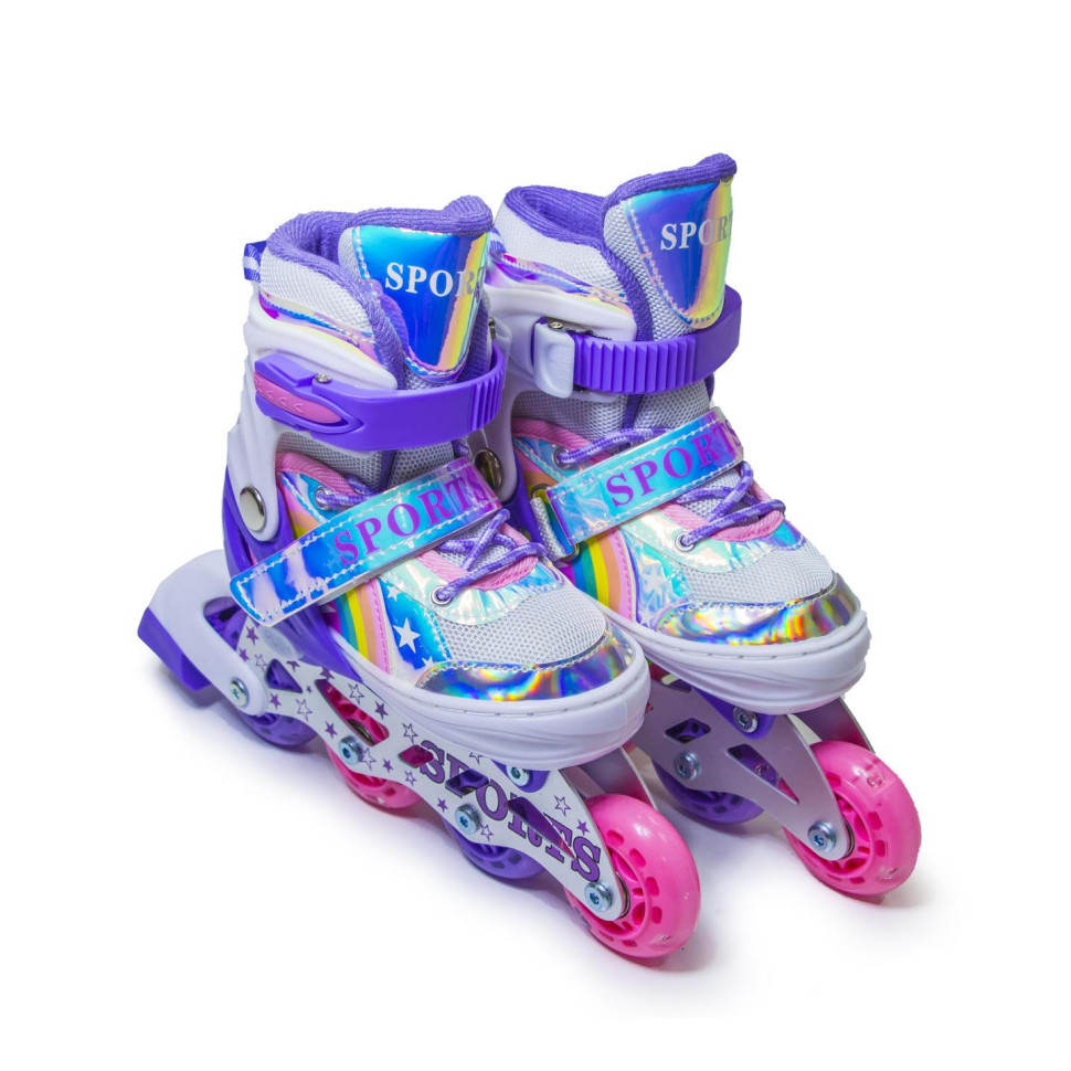 Детские раздвижные ролики Scale Sports 703664920 радужный фиолетовый, размер 34-37