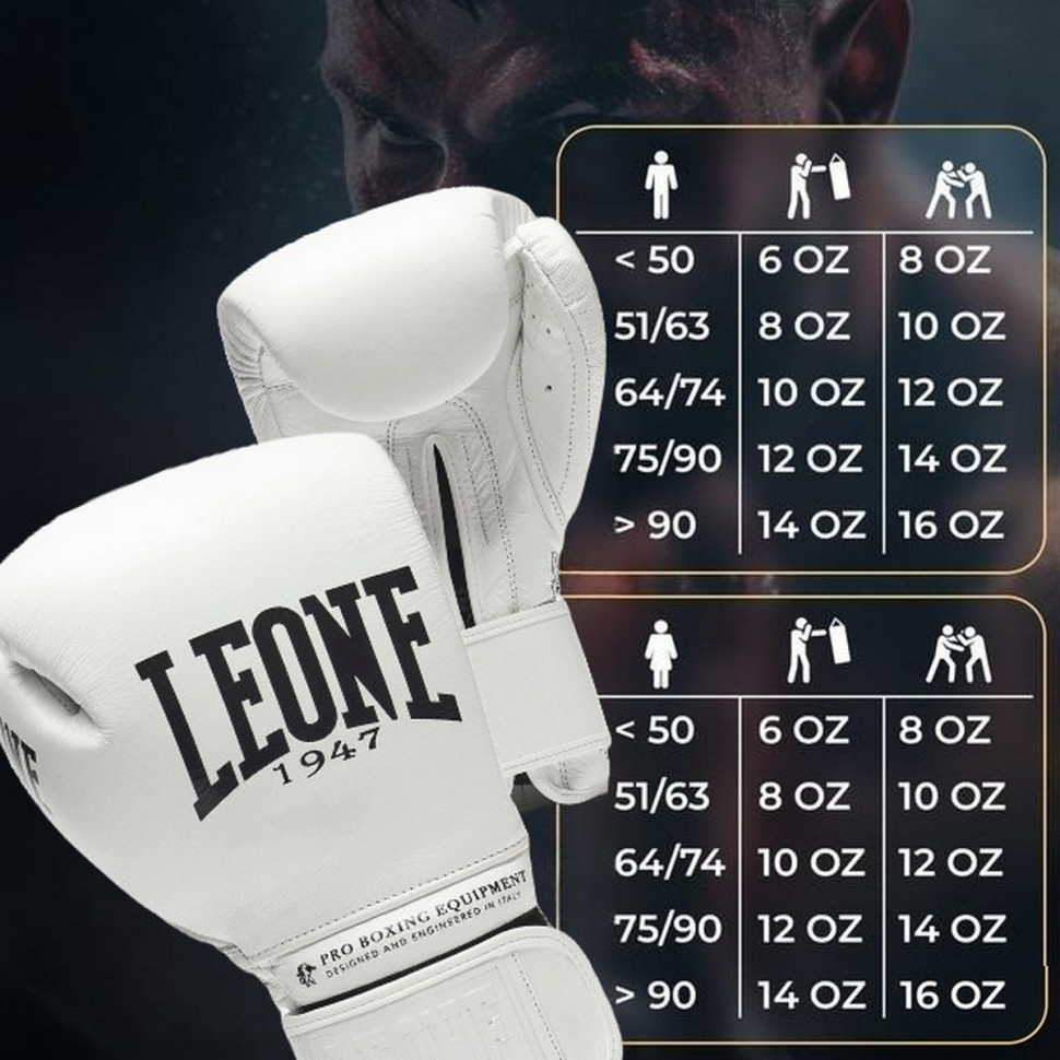 Боксерские перчатки GN111 THE GREATEST Leone GN111_White_12oz 12 унций (бинты в комплекте)