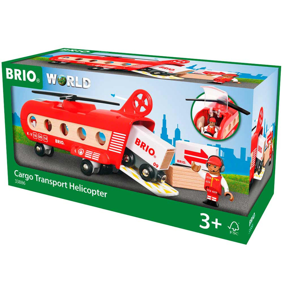 Грузовой вертолет BRIO 33886-BR, дерево, пластик 8 элементов в комплекте