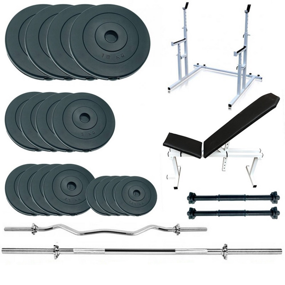 Лава + стійки з набором штанг та гантелей ProGym Set 90 Newt NE-3090-ST-90, 90 кг