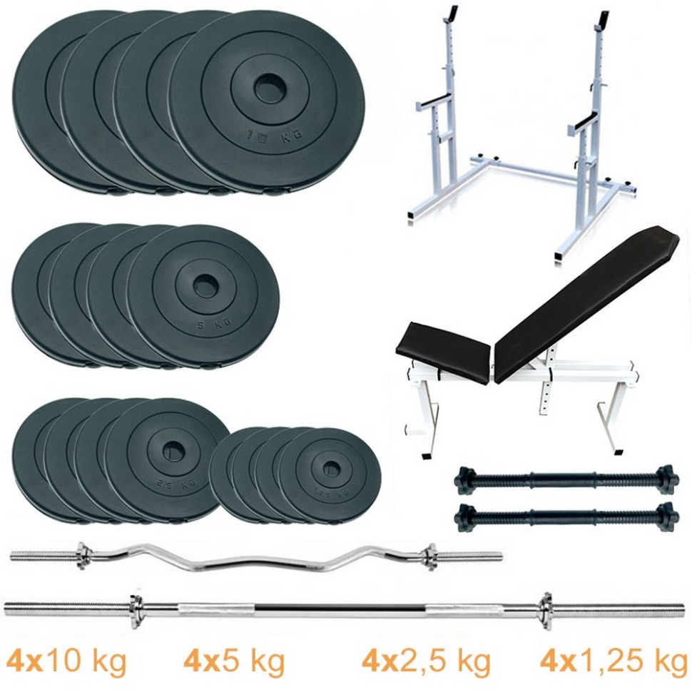 Лава + стійки з набором штанг та гантелей ProGym Set 90 Newt NE-3090-ST-90, 90 кг
