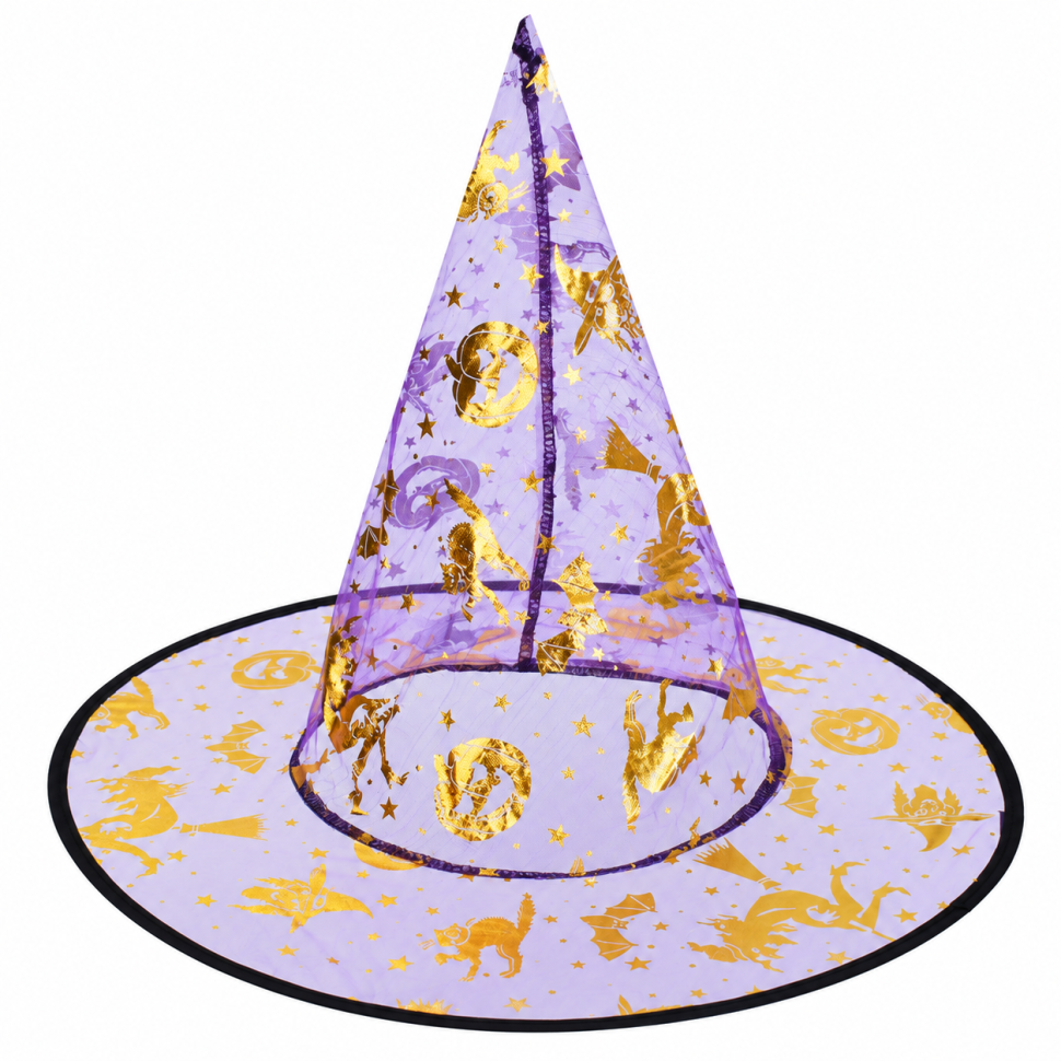 Капелюх відьми/чаклуна для свята Хелловін Bambi MK 6020(Violet) фіолетовий 39 см