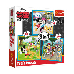 Детский пазл 3 в 1 "Микки Маус с друзьями" Disney Trefl 34846, 3 картинки