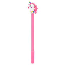 Ручка детская с игрушкой "Единорог" Bambi A1101(Pink) гелевая, синяя